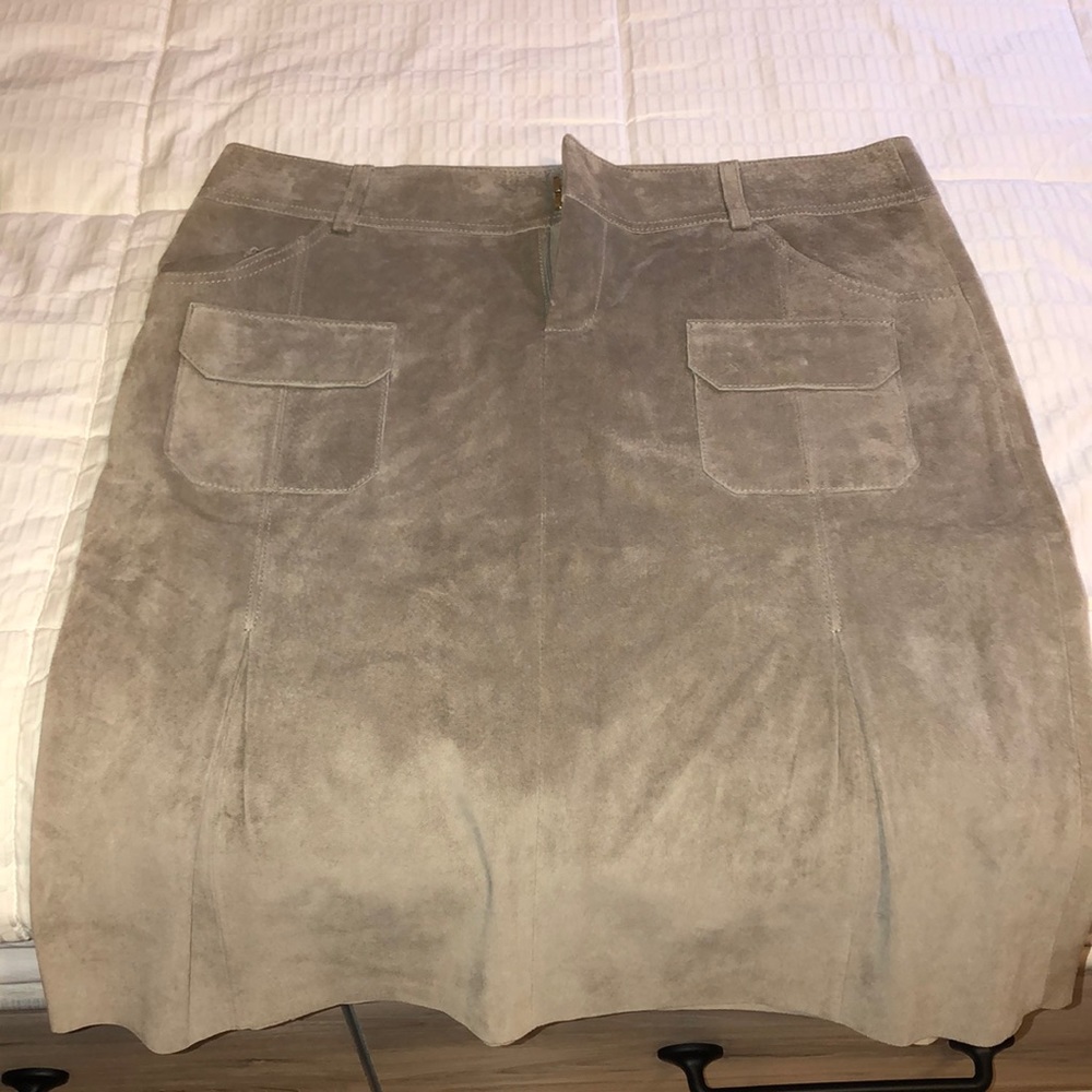 BRAND NEW ECRU beige suede skirt